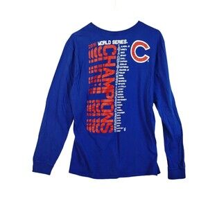 Nike Cubs Shirt Long Sleeve Royal Blue Cubs 2016 World Series Champions Baseball